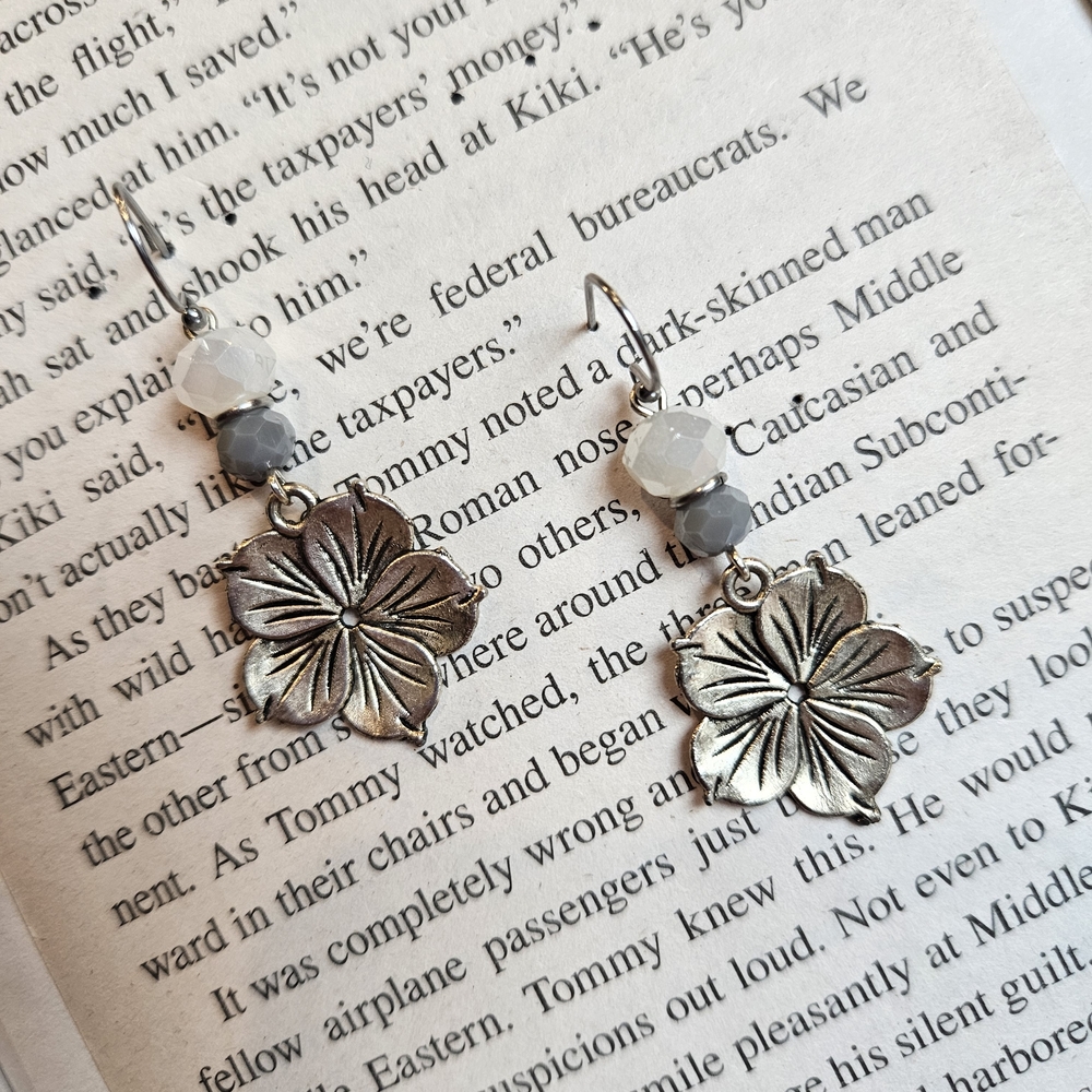 Silver Floral Drop Earrings